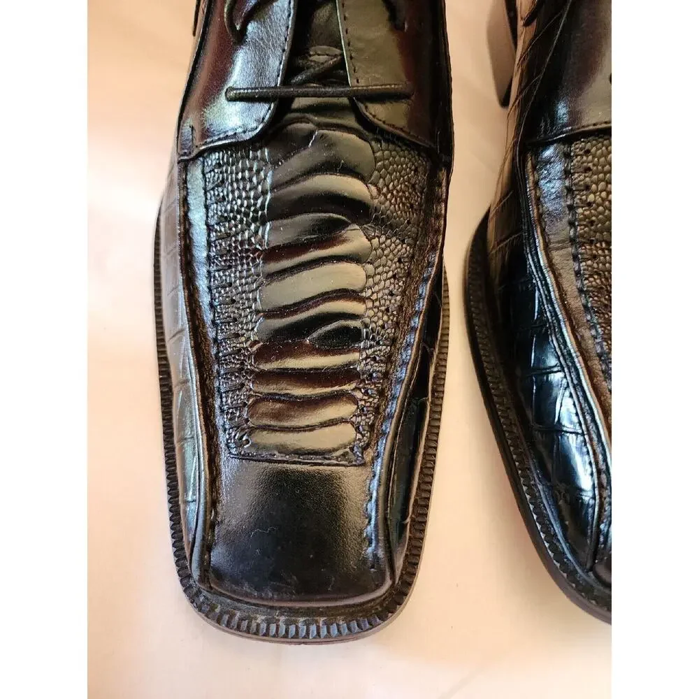 Stacy Adams Men's 11m Black, Snake print Leather Shoes Oxford 24195-01